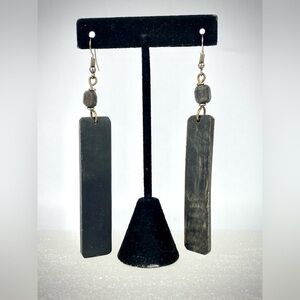 NWOT African Carved Black Bone Earrings